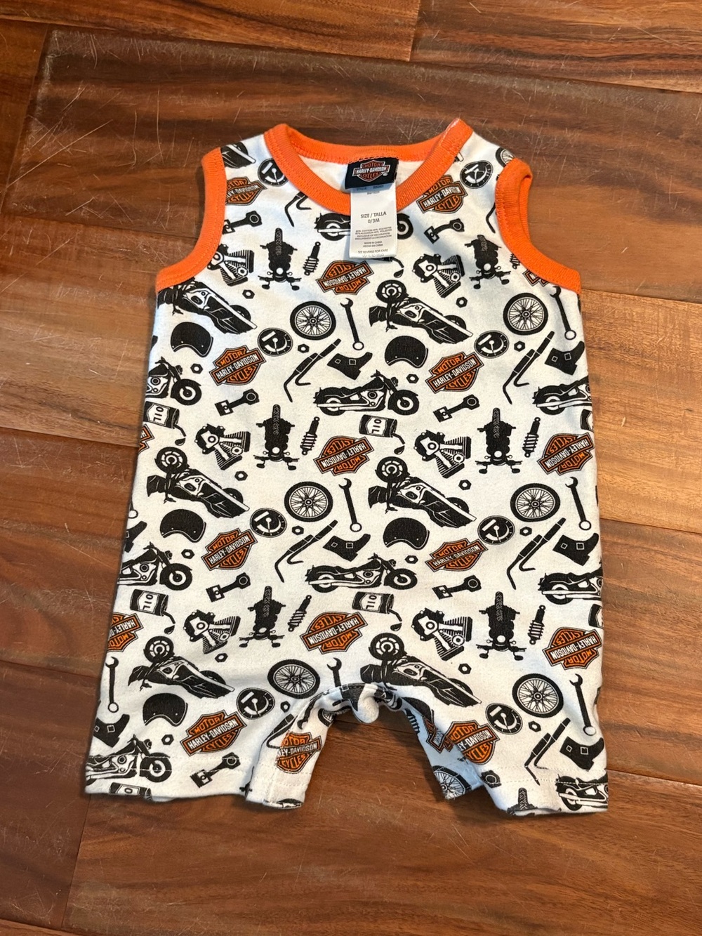Harley-Davidson Baby Romper 0–3 Months Sleeveless Motorcycle Logo One Piece (k)